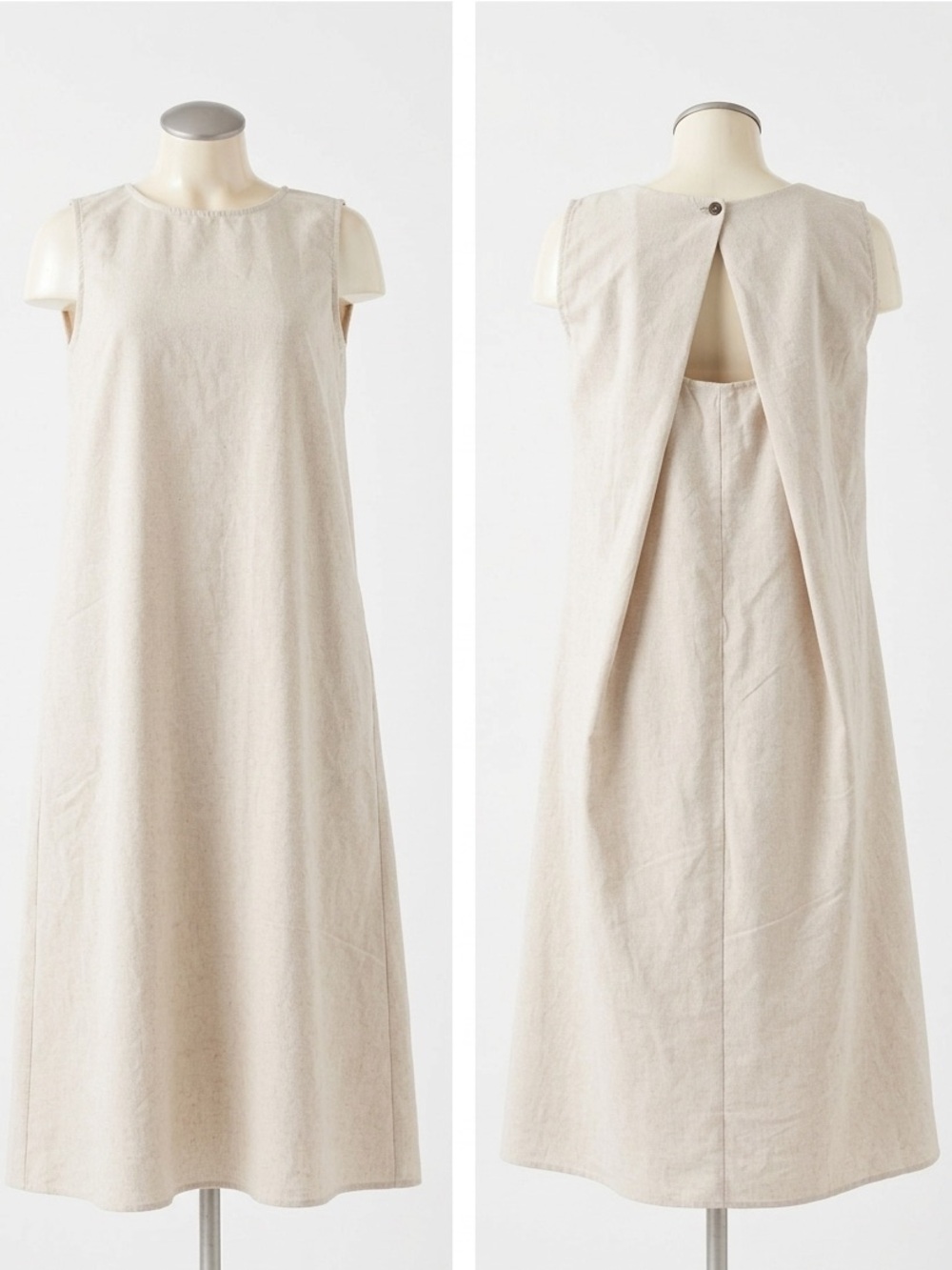 The Open Product Woman Medium Sleeveless Cream Maxi Dress with Clean Silhouette
